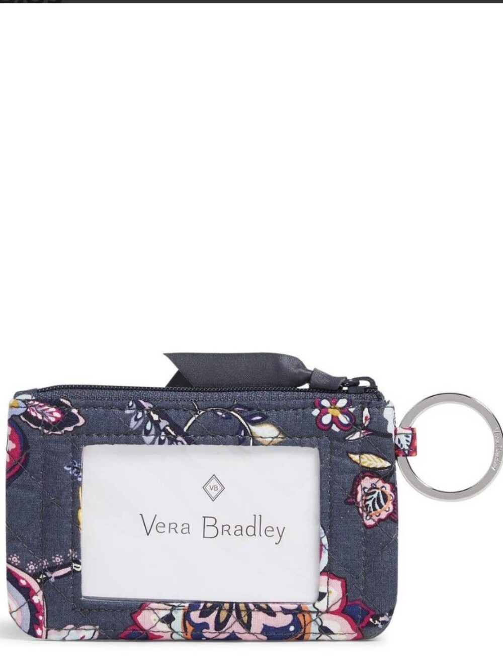 Vera Bradley Felicity Quilted Paisley Breast Cancer Fnd. ID Wallet Keychain.
